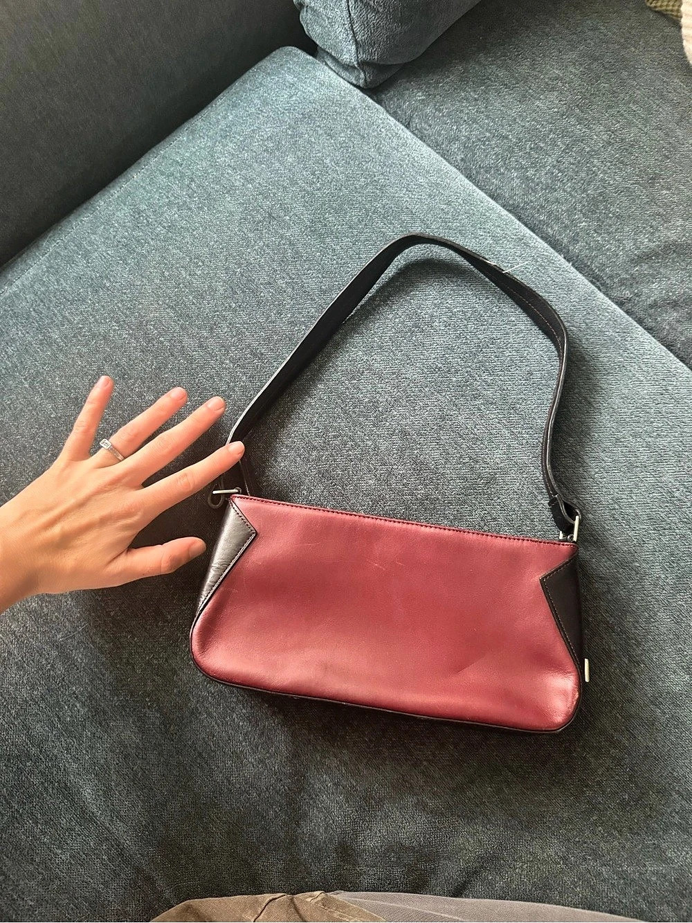 Nine West Mini Shoulder Bag in Burgundy & Black
